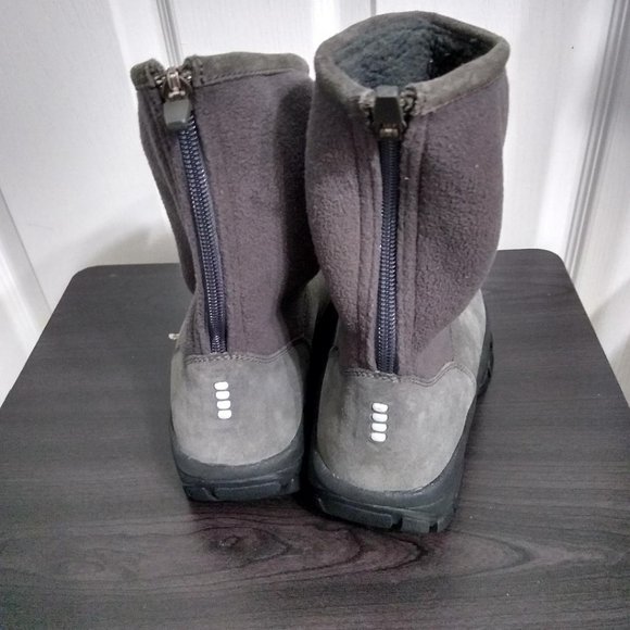 Lands End Suede Back Zip Ankle Boots Size 6.5 Charcoal Grey Color - Picture 3 of 7
